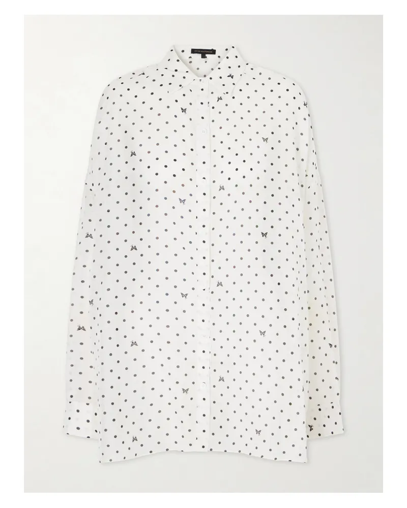 Kiki De Montparnasse Kiki Polka-dot Cotton And Silk-blend Shirt - White White