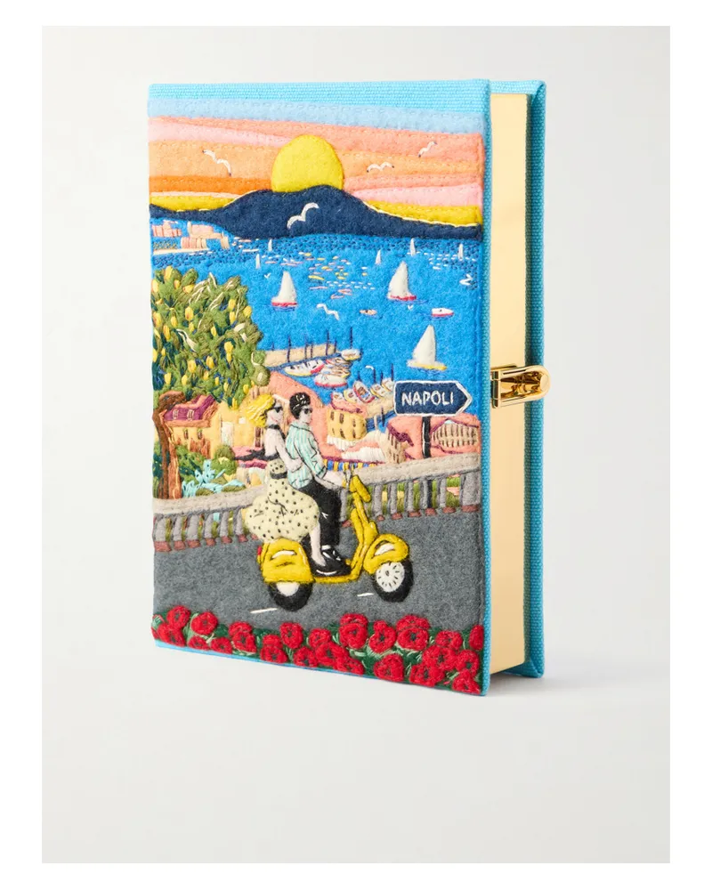 Olympia Le-Tan Napoli Appliquéd Embroidered Canvas Clutch - Multi Multi