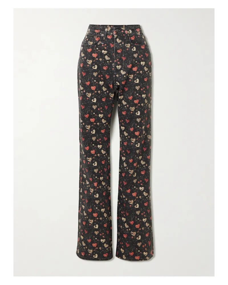 R13 Jane Halbhohe Jeans Mit Schmalem Bein Und Print - Schwarz Schwarz