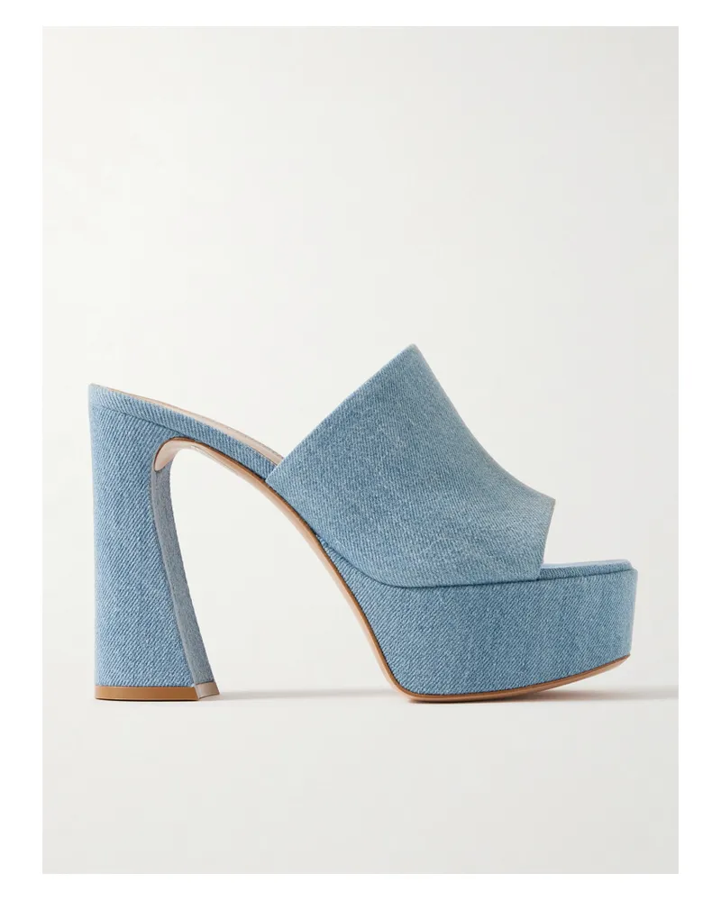 Gianvito Rossi Holly Plateau-mules Aus Denim - Blau Blau