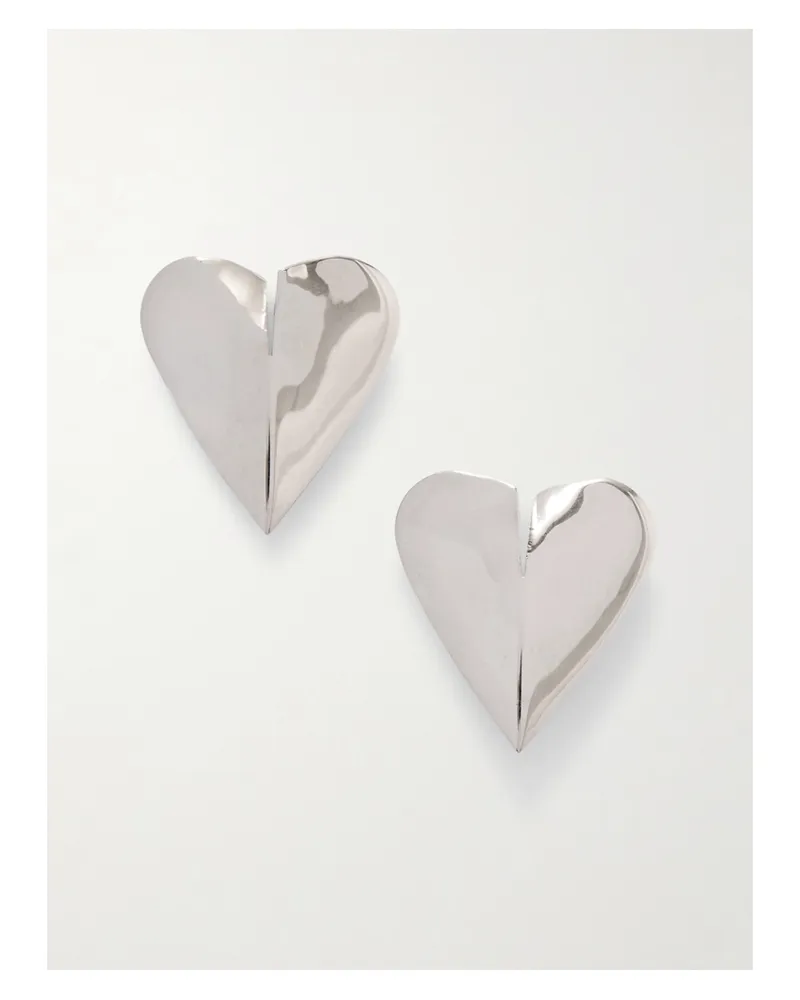 Alaïa Torn Heart Silberfarbene Oversized-ohrringe Silber