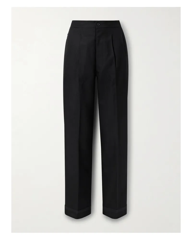 Maison Margiela Hose Mit Geradem Bein Aus Wolle Mit Fischgratmuster - Schwarz Schwarz