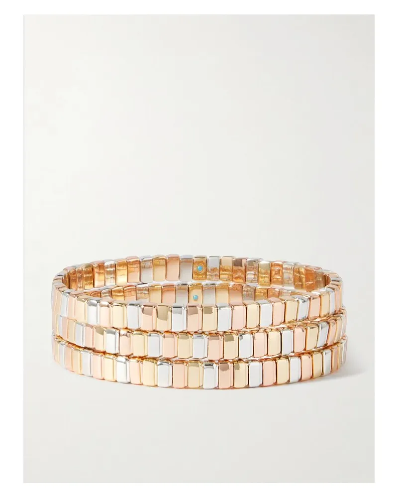 Roxanne Assoulin The Mini Cobra Set Aus Drei Armbändern Aus Gold-, Silber- Und Roségoldfarbenen Zierperlen Gold