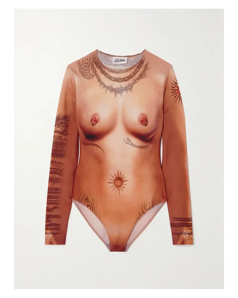 Jean Paul Gaultier Trompe L'oeil Body Aus Bedrucktem Stretch-jersey - Neutral Neutral