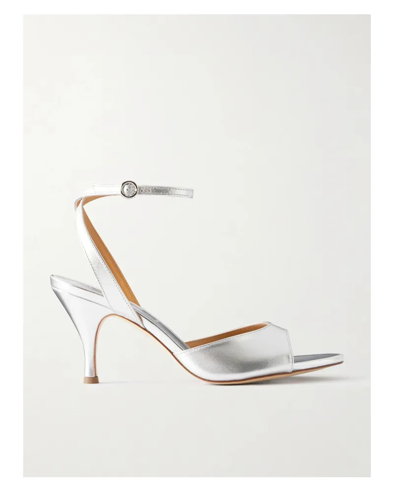 aeyde Jada 75 Metallic Leather Sandals - Silver Silver