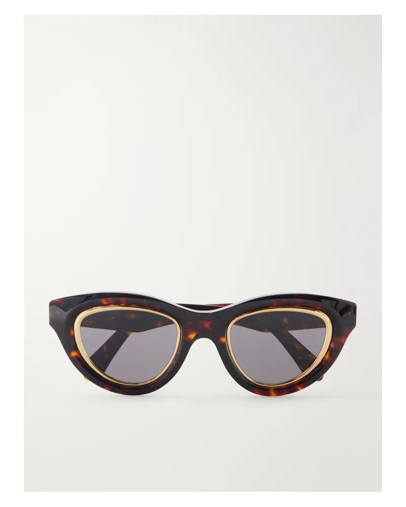 Loewe Sonnenbrille Mit Cat-eye-rahmen Aus Azetat In Hornoptik Und Goldfarbenem Metall Horn