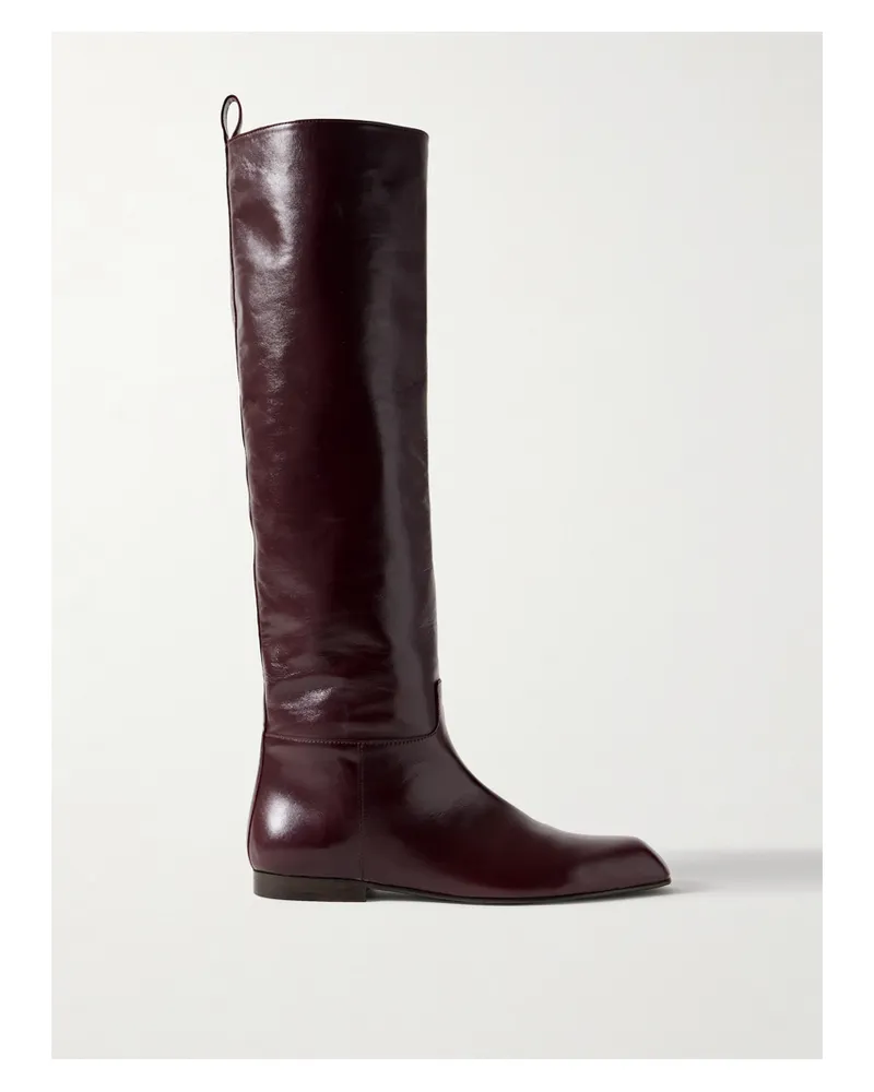 KHAITE Colt Glossed-leather Knee Boots - Burgundy Burgundy