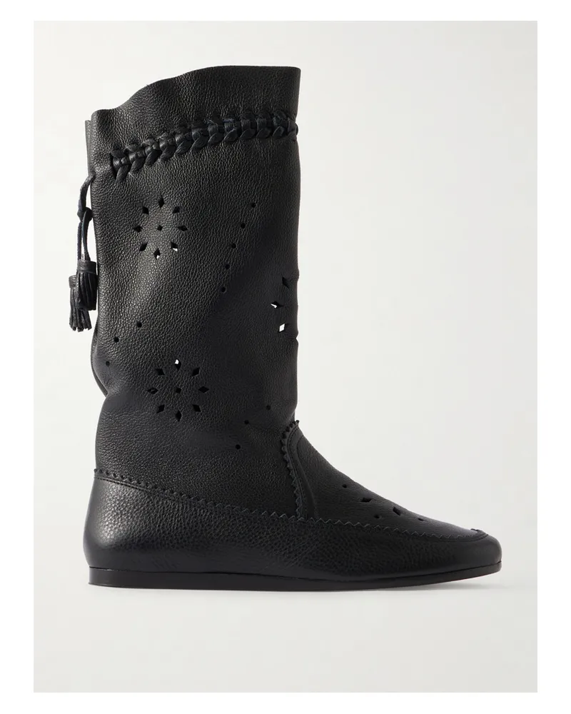 Isabel Marant Welky Stiefel Aus Lasergeschnittenem, Strukturiertem Leder - Schwarz Schwarz