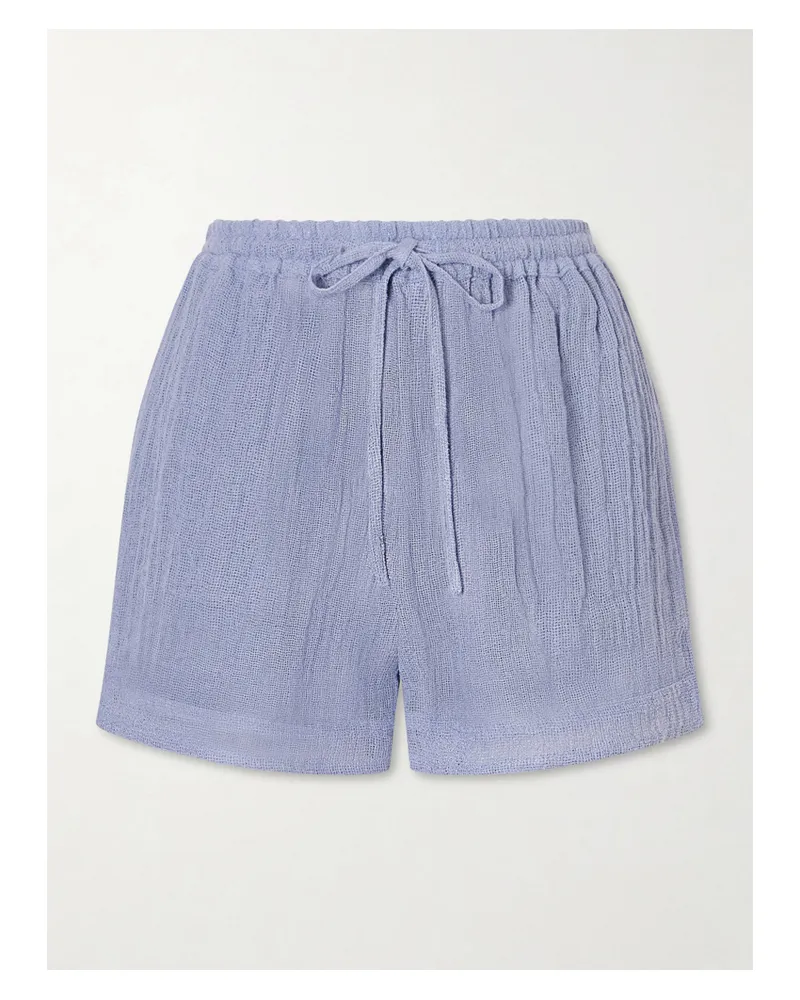 Le Kasha 1918 Tabag Linen Shorts - Blue Blue