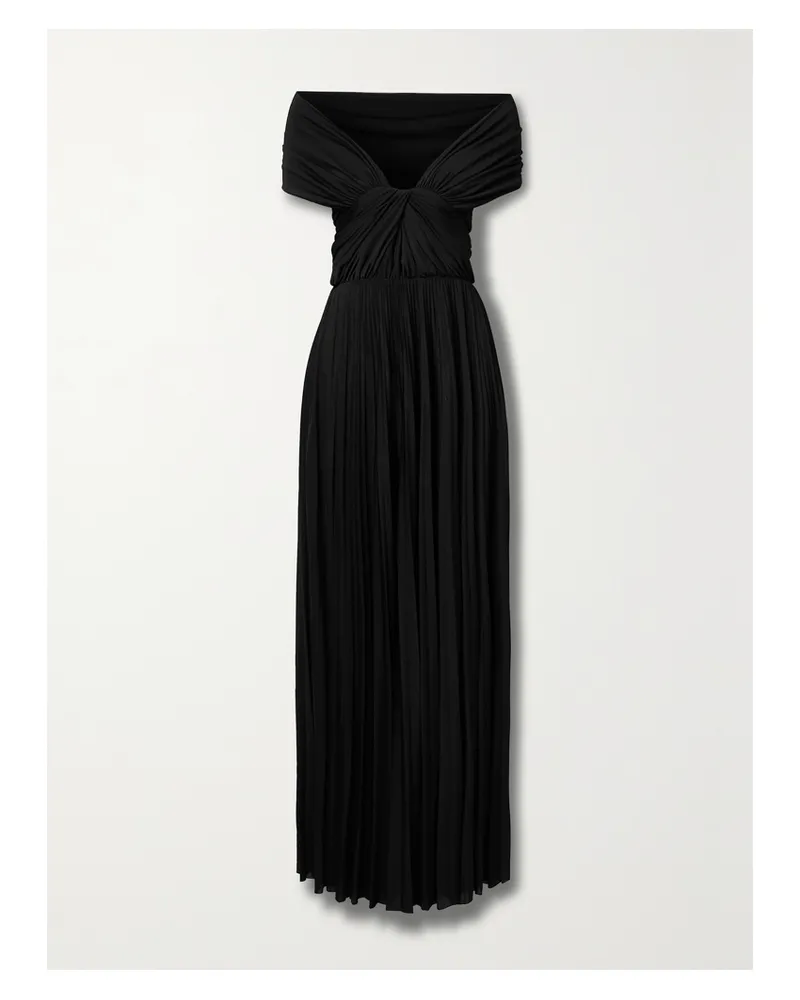 Brandon Maxwell Schulterfreies Maxikleid Aus Jersey Mit Drapierung - Schwarz Schwarz