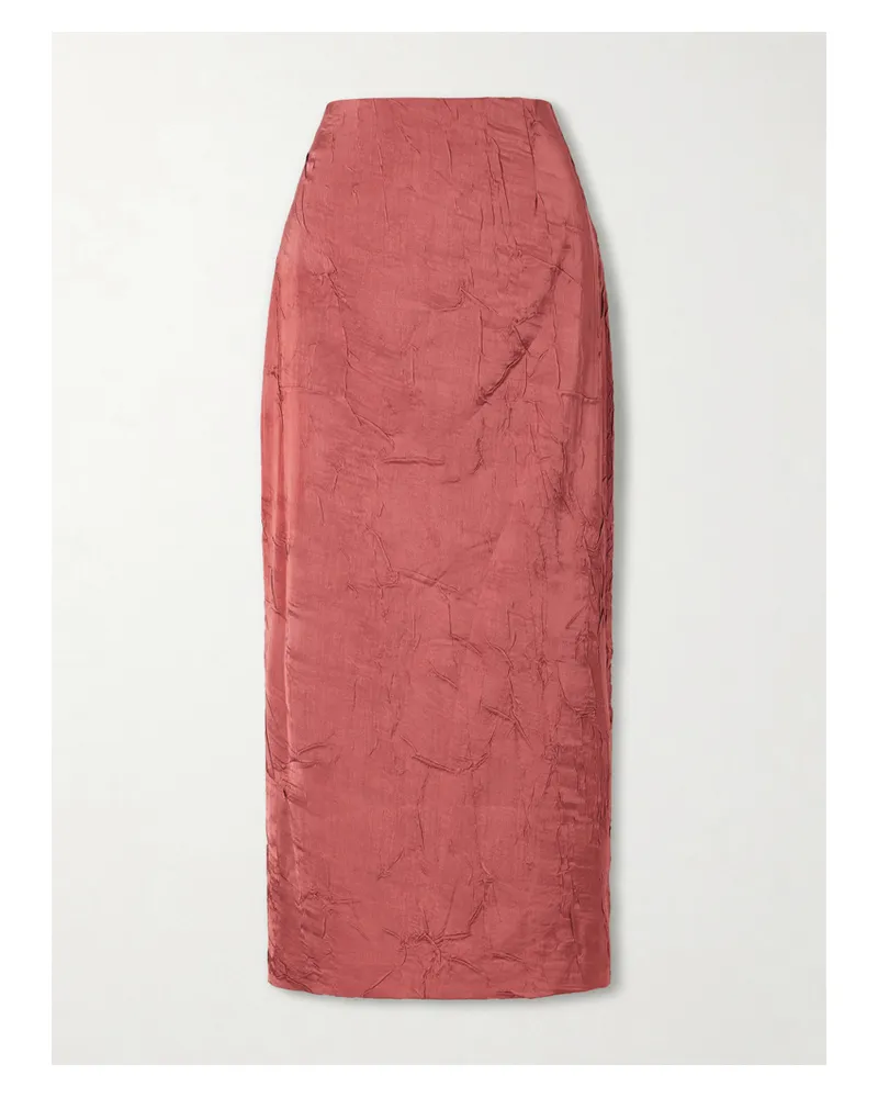 Ulla Johnson Inez Crinkled-satin Midi Skirt - Pink Pink