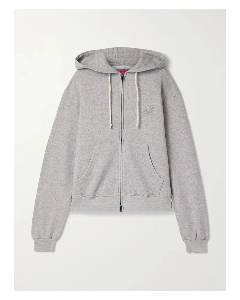 The Elder Statesman Daily Cotton And Cashmere-blend Jersey Hoodie - Gray Gray