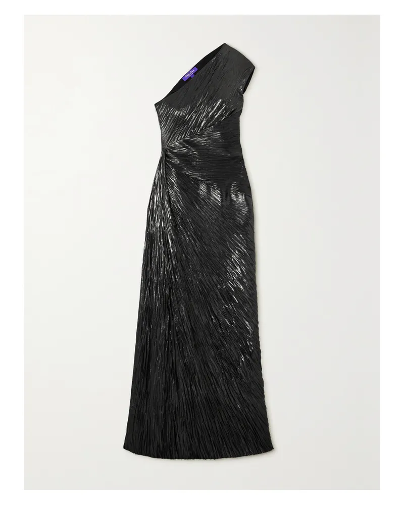 Ralph Lauren Hadlea Asymmetrische Robe Aus Plissierter Seide Mit Falten In Metallic-optik - Schwarz Schwarz