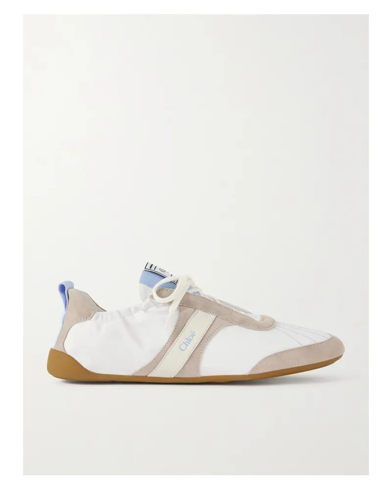 Chloé Kick Sneakers Aus Leder Mit Velourslederbesatz - Weiß Weiß