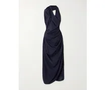 Halter Galea Midikleid Aus Wolle - Blau