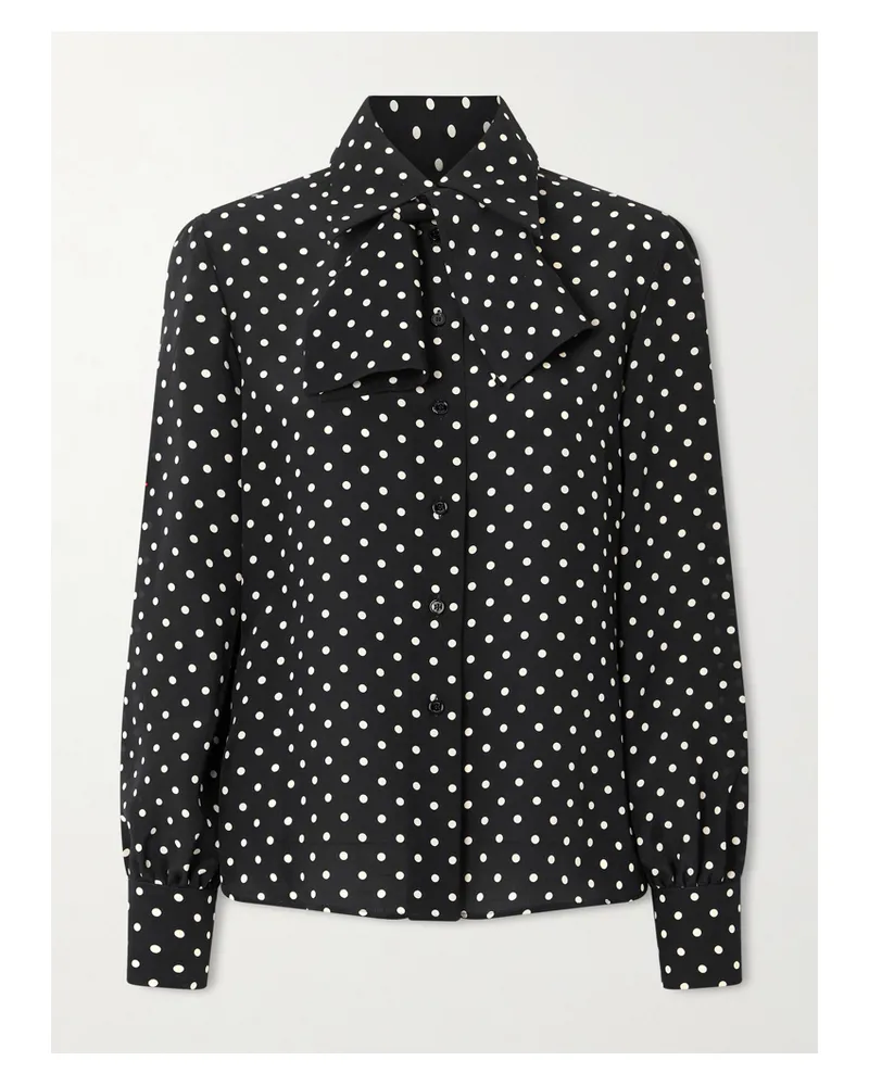 Valentino Garavani Schluppenbluse Aus Crêpe De Chine Aus Seide Mit Polka-dots - Schwarz Schwarz