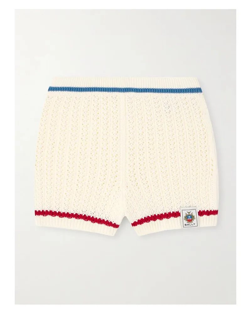 Bally Shorts Aus Baumwolle In Lochstrick Mit Streifen - Creme Creme