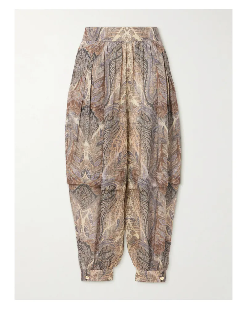 Zimmermann Hypnotic Mehrlagige Hose Aus Seide Mit Paisley-muster Und Schmal Zulaufendem Bein - Mehrfarbig Mehrfarbig