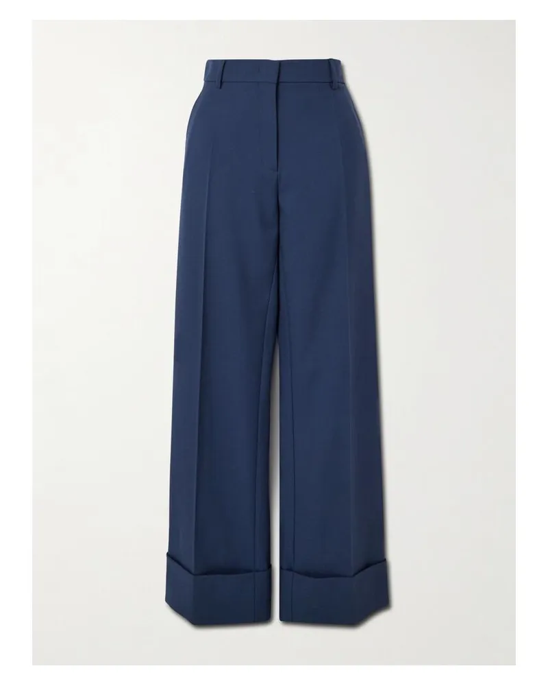 Valentino Garavani Hose Mit Weitem Bein Aus Woll-twill - Blau Blau