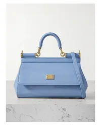 Dolce & Gabbana Sicily Kleine Tote aus Lackleder Blau