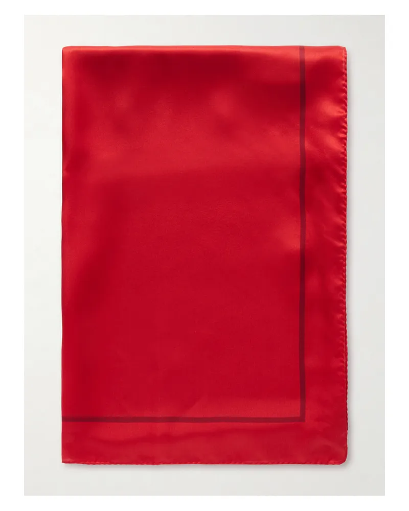 Saint Laurent Cassandre Printed Silk-satin Scarf - Red Red