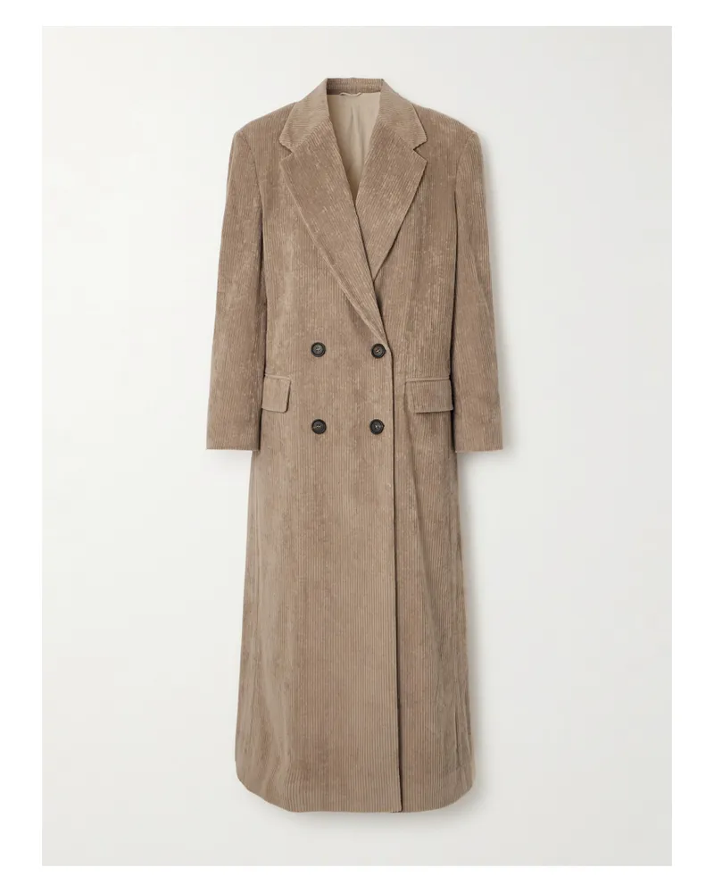Brunello Cucinelli Doppelreihiger Mantel Aus Cord Aus Einer Baumwollmischung - Braun Braun