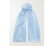 Fringed Cashmere Scarf - Blue