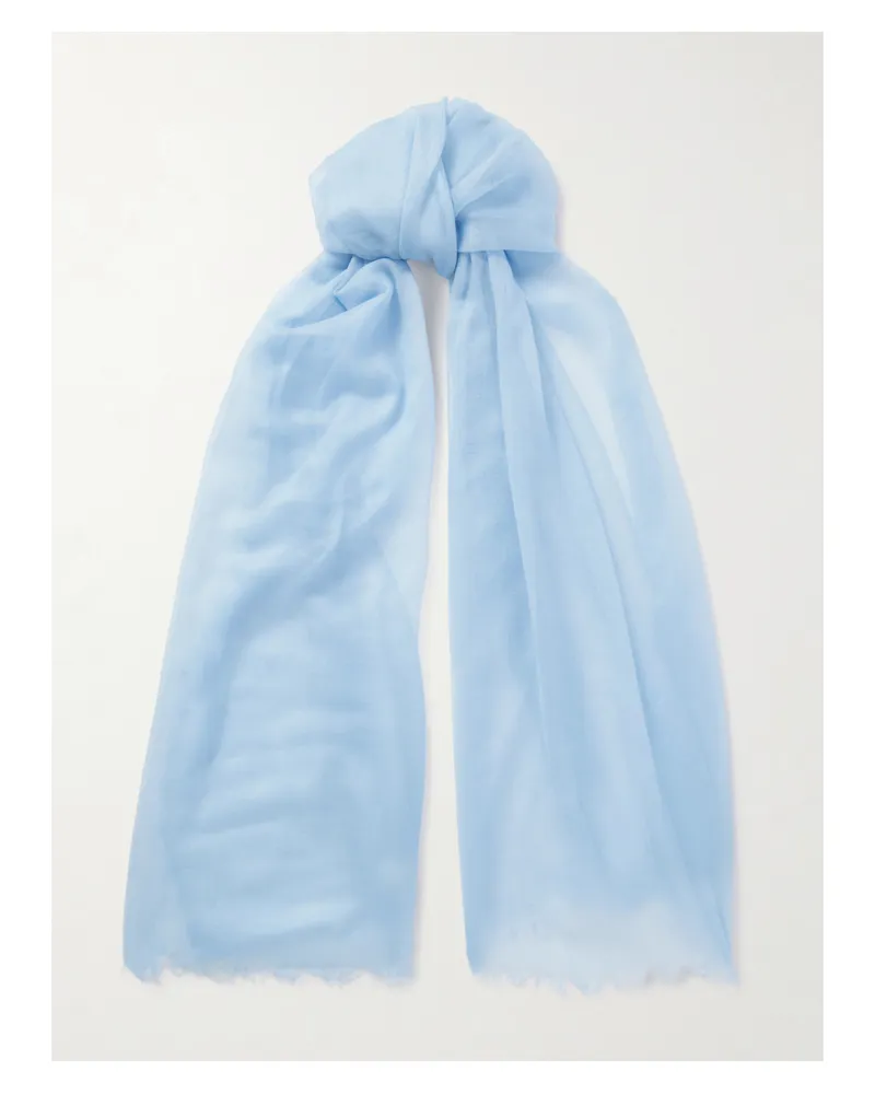 arch4 Fringed Cashmere Scarf - Blue Blue