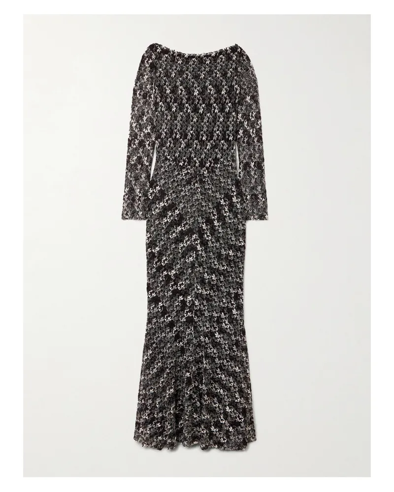 Missoni Maxikleid Aus Häkelstrick In Metallic-optik - Schwarz Schwarz