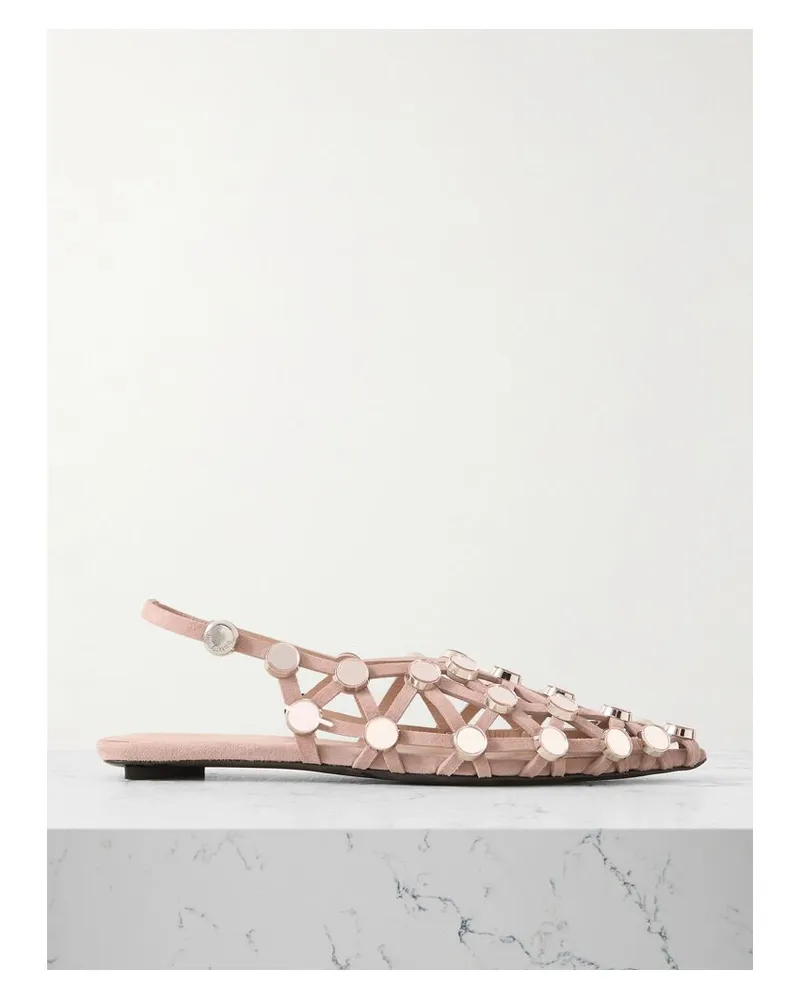 ATTICO Grid Flache Slingback-schuhe Mit Spitzer Kappe Aus Veloursleder Mit Nieten - Neutral Neutral
