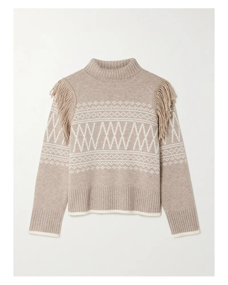 WE NORWEGIANS Setesdal Pullover Aus Einer Merinowoll-kaschmirmischung Mit Fair-isle-muster Und Fransen - Neutral Neutral