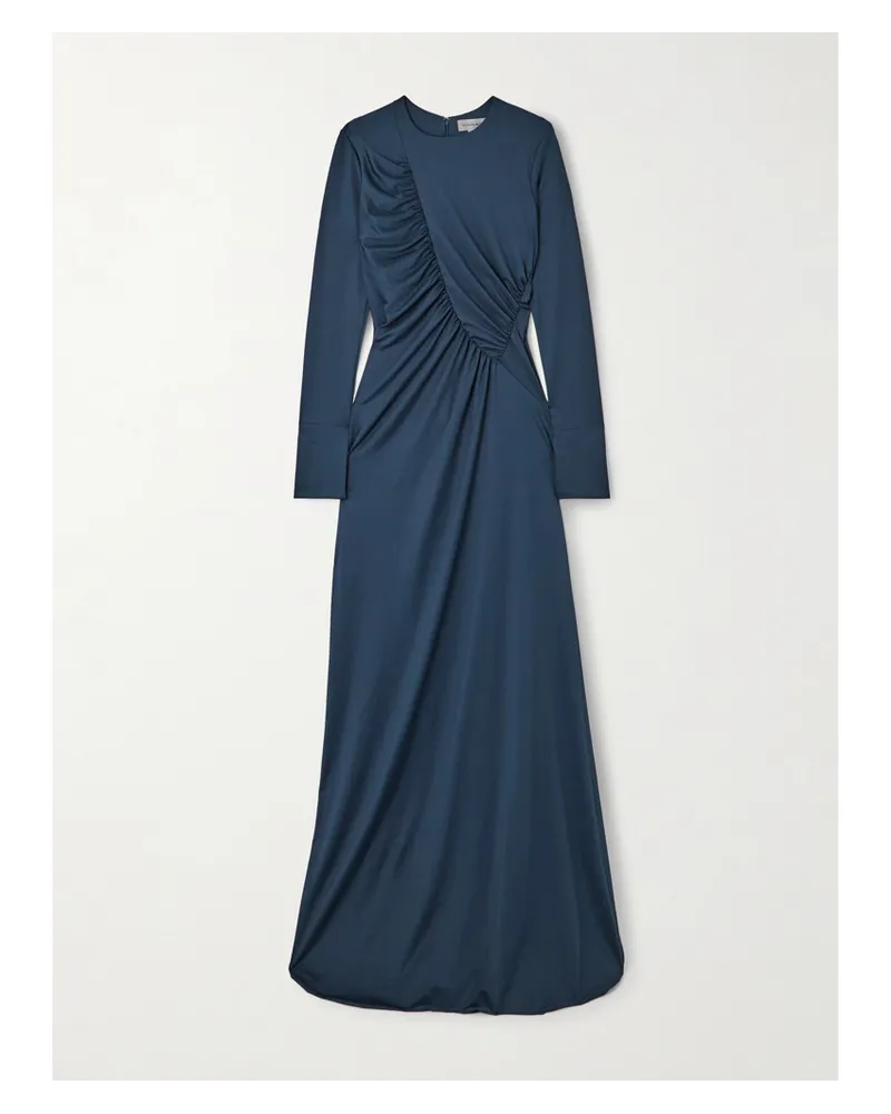 Victoria Beckham Robe aus Glänzendem Stretch-jersey Blau