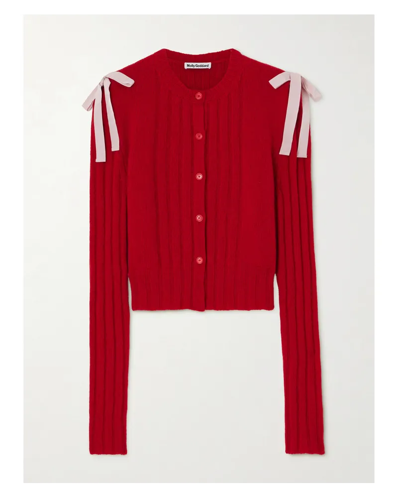 Molly Goddard Charlotte Cardigan aus Gerippter Wolle Rot