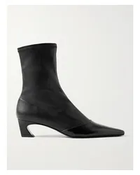 Acne Studios Stiefel aus Leder mit Lacklederbesatz Schwarz