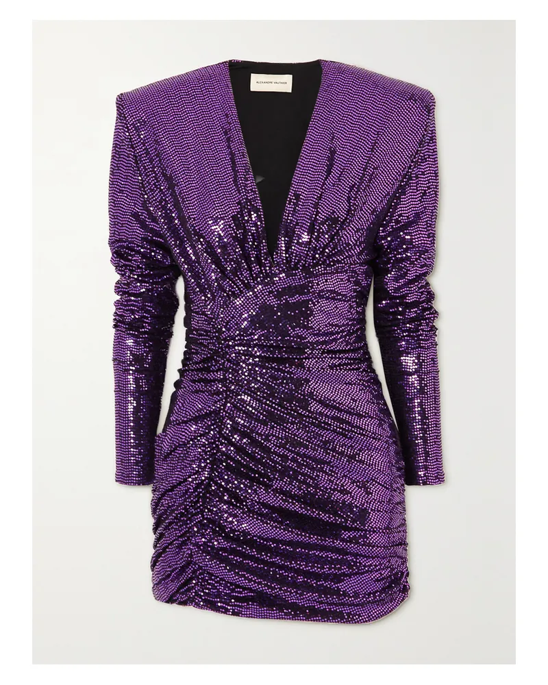Alexandre Vauthier Minikleid Aus Gerafftem Stretch-jersey Mit Pailletten - Lila Lila