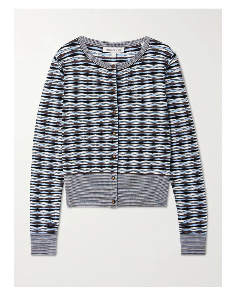 Veronica Beard Cambria Verkürzter Cardigan Aus Jacquard-strick - Blau Blau