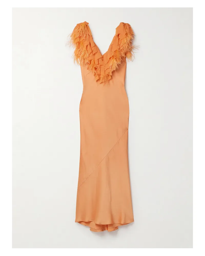 LoveShackFancy Manota Maxikleid aus Crêpe und Charmeuse Orange