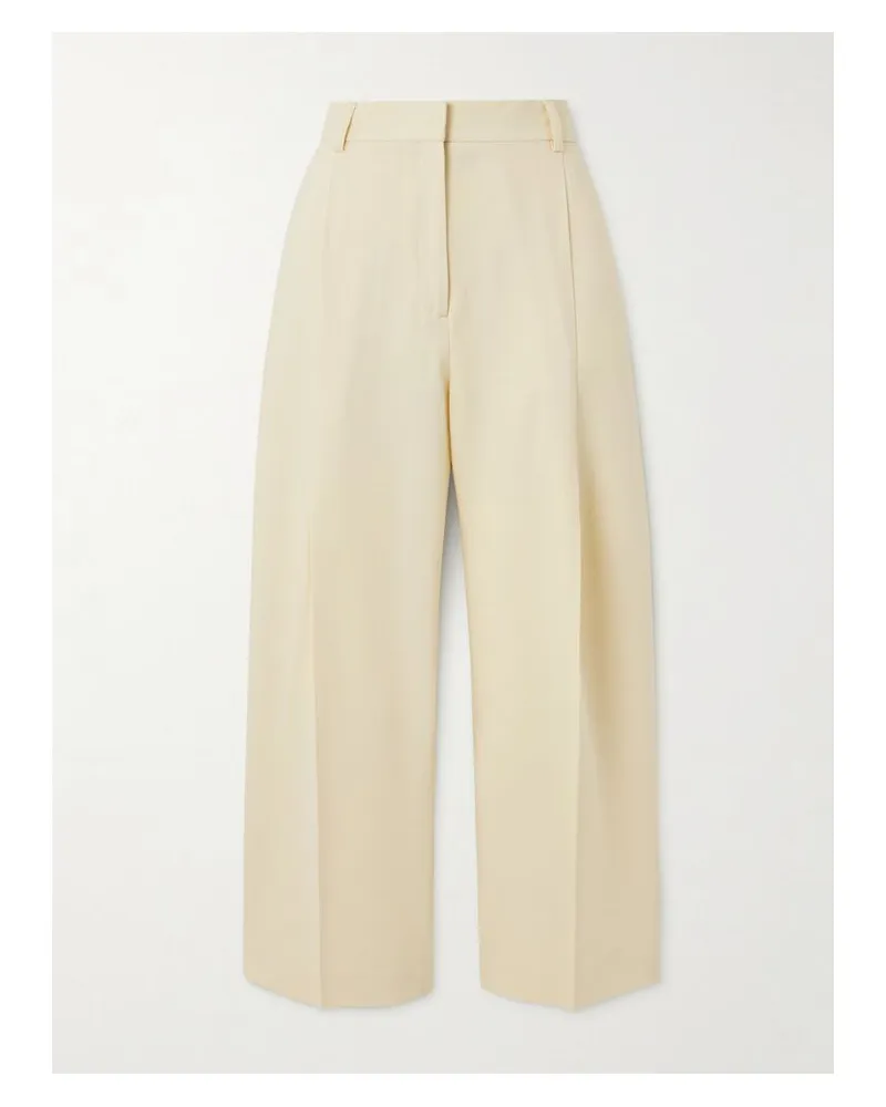 Totême Hose Mit Weitem Bein Aus Crêpe Mit Falten - Creme Creme