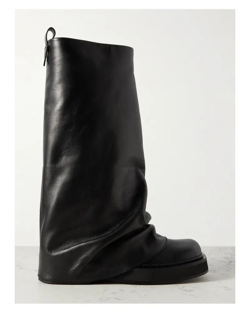 ATTICO Robin Kniehohe Stiefel Aus Leder Mit Raffungen - Schwarz Schwarz