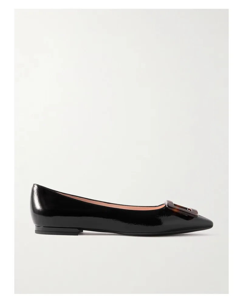 Roger Vivier Gommettine Ballerinas Aus Glanzleder In Knitteroptik Mit Schnalle - Schwarz Schwarz