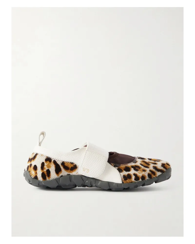 Wales Bonner Jewel Leather-trimmed Leopard-print Calf Hair Mary Jane Sneakers - Animal Print Animal