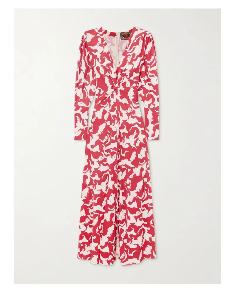 La DoubleJ Mother Midikleid Aus Bedrucktem Jersey Mit Twist-detail - Rot Rot