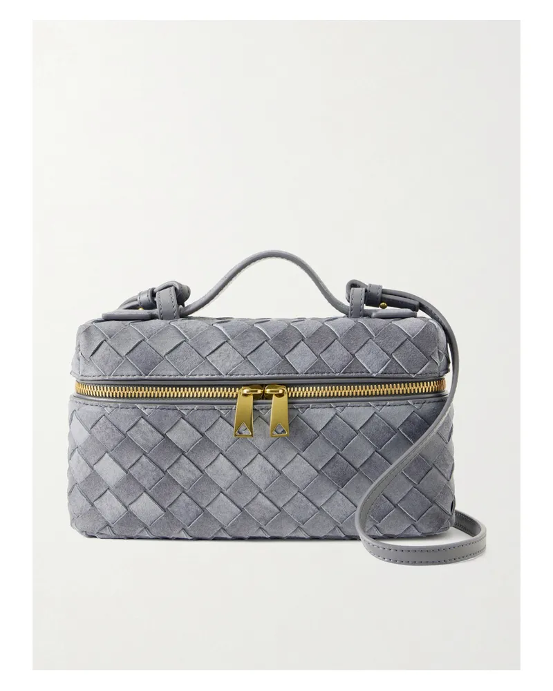 Bottega Veneta Bang Bang Vanity Intrecciato Suede Tote - Blue Blue