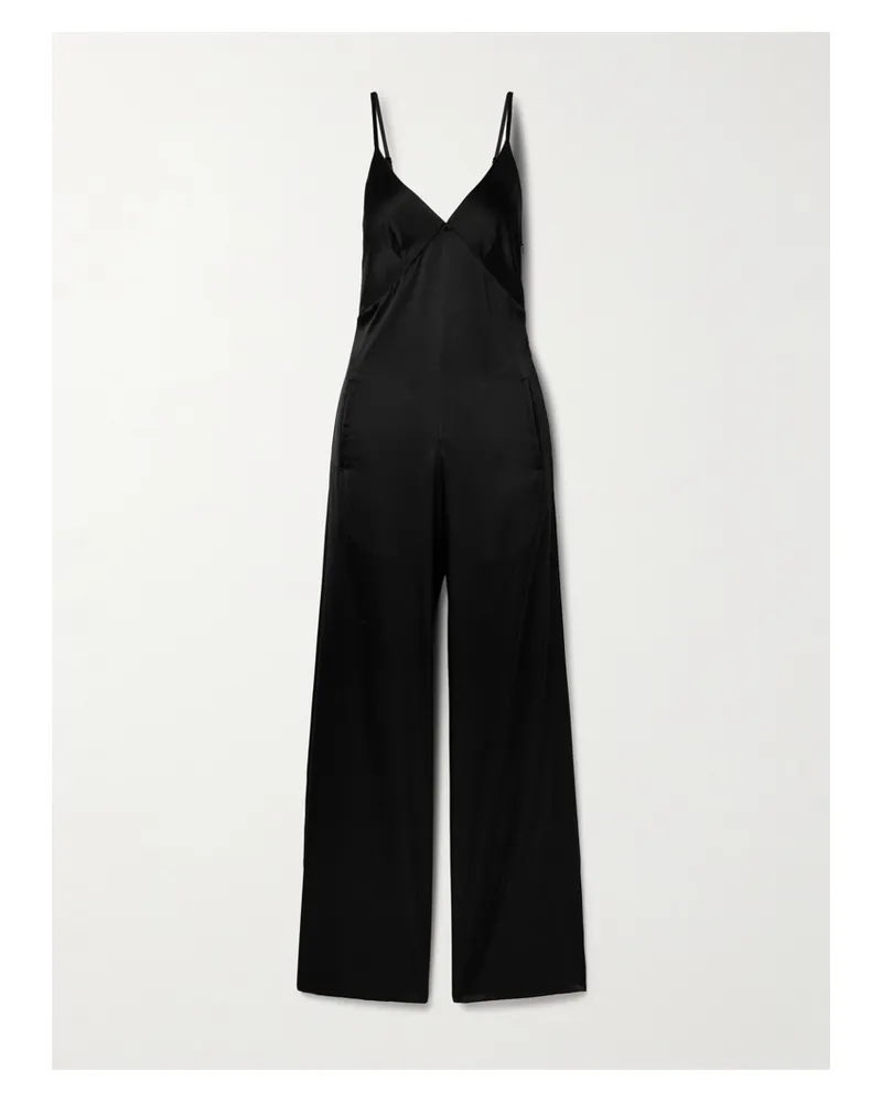 Rivet Utility Foxy Rückenfreier Jumpsuit Aus Satin Aus Einer Seidenmischung - Schwarz Schwarz