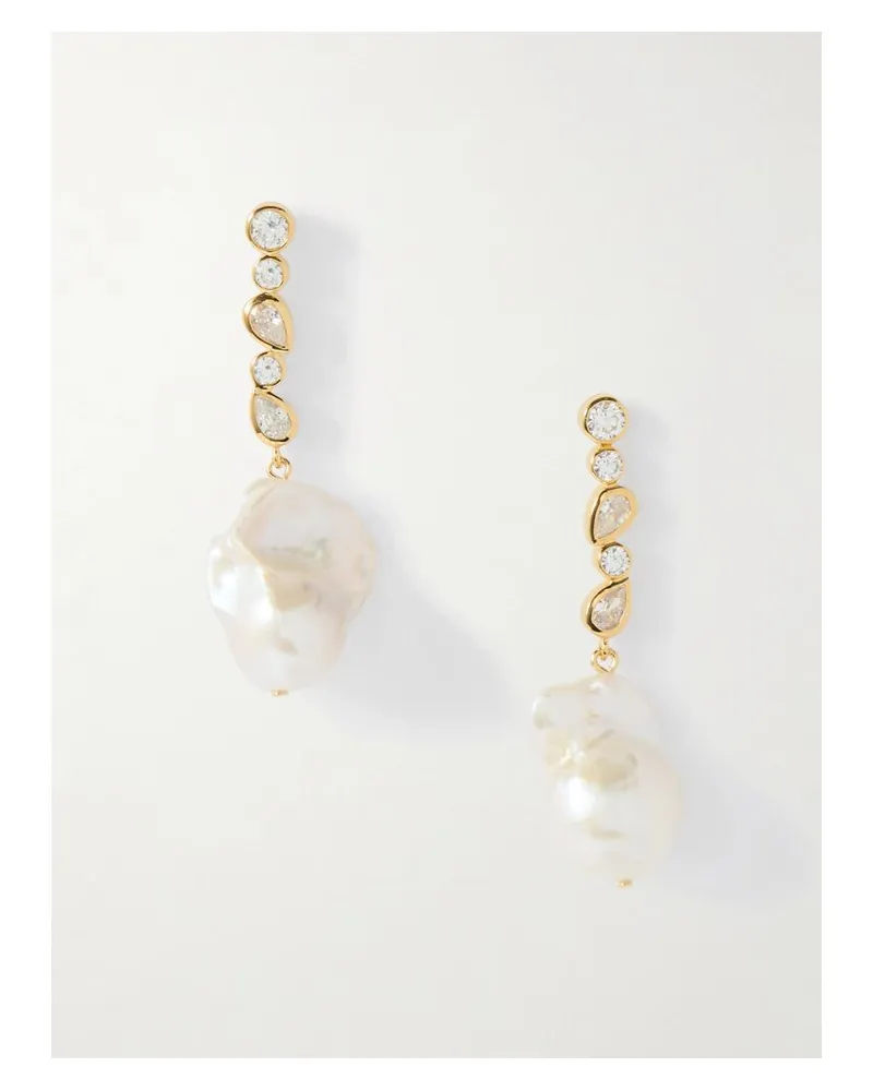 Completedworks Ohrringe Aus Recyceltem Gold-vermeil Mit Perlen Und Cubic Zirkonia - Weiß Weiß