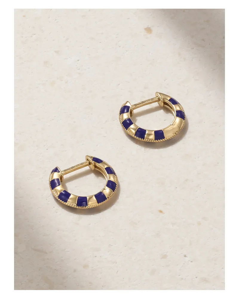 Yvonne Léon 9-karat Gold Enamel Hoop Earrings - Blue Blue