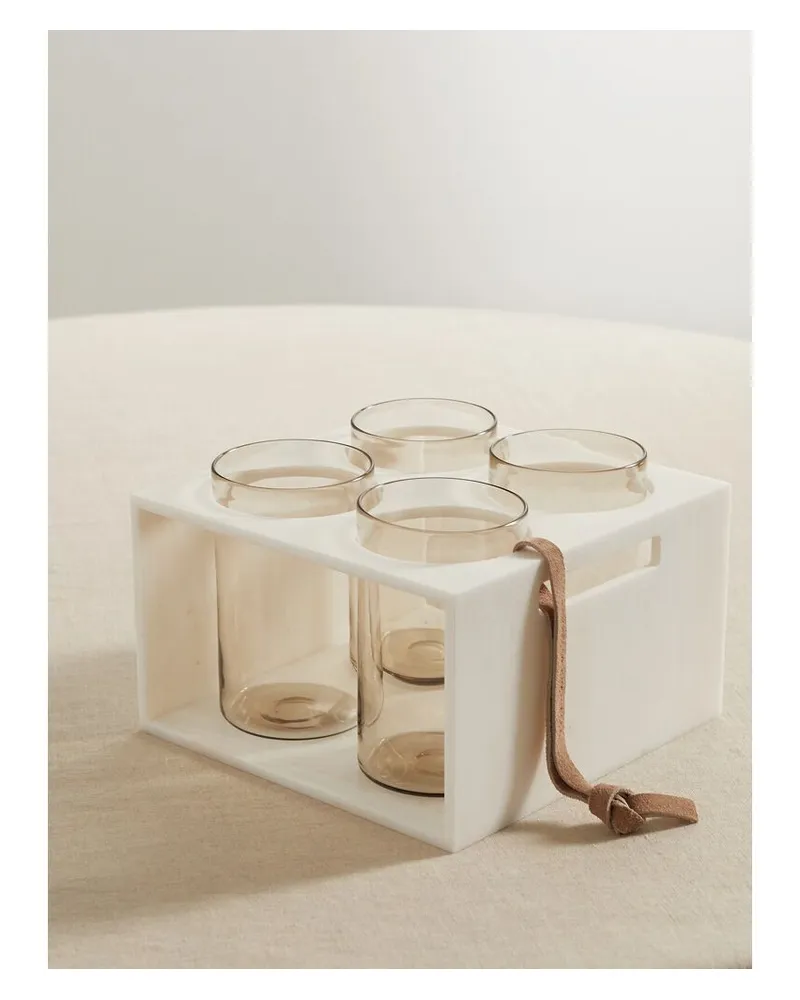 Brunello Cucinelli Set Aus Vier Gläsern Mit Halter Aus Krion® - Neutral Neutral