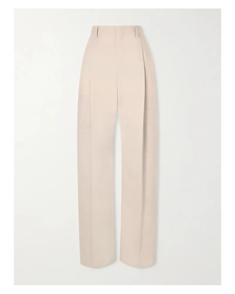 WARDROBE.NYC Wollhose Mit Weitem Bein Und Falten - Neutral Neutral