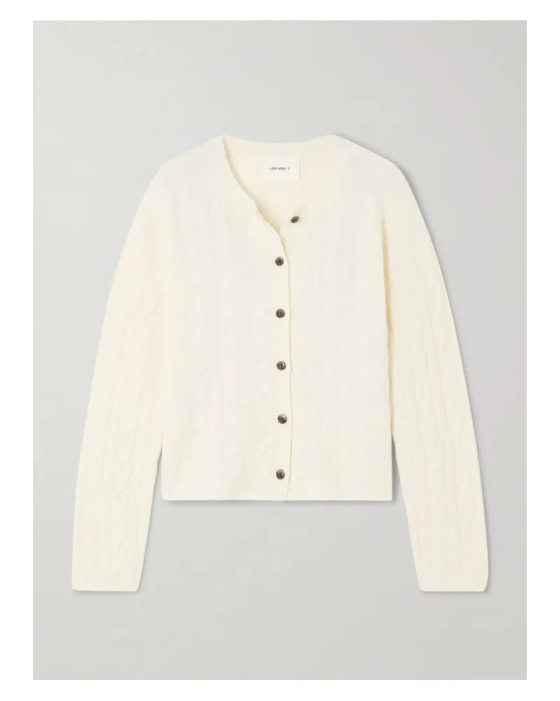 Lisa Yang Margaret Cardigan aus Kaschmir In Zopfstrick Creme