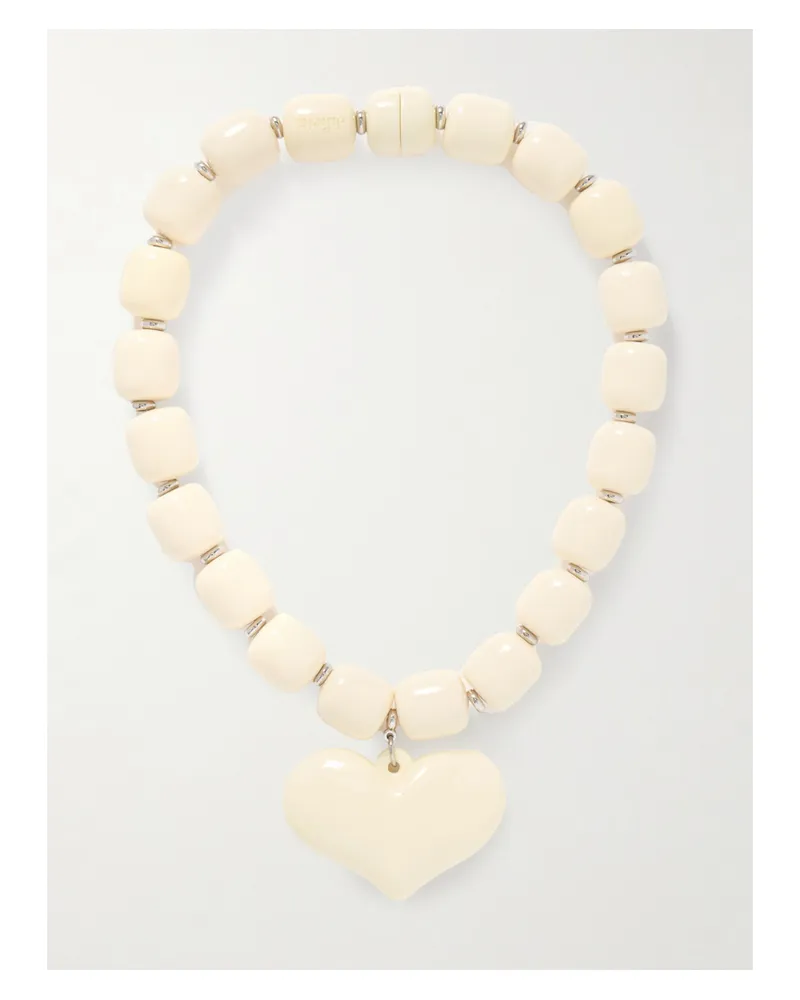 JULIETTA Amore Silver-tone And Resin Necklace - Ivory Ivory